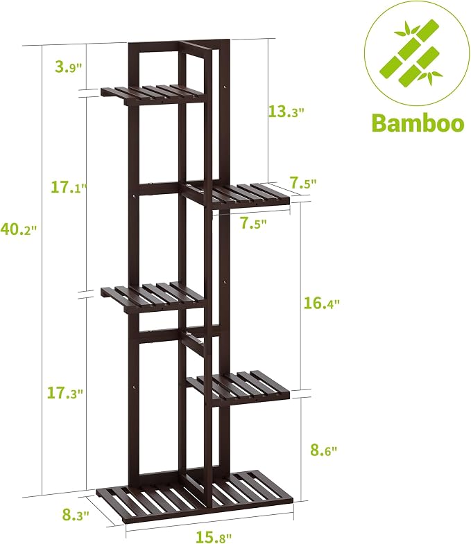 BMOSU Bamboo Plant Stand for Indoor Outdoor Plants Corner Tall Plant Shelf 6 - Image 7