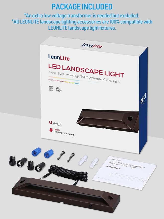 LEONLITE 8 Inch 5CCT LED Low Voltage Step Lights, 12-24V AC/DC Surface Mount - Image 8