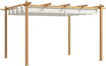 Outsunny 10' x 10' Retractable Pergola Canopy, Wood Grain Aluminum Pergola by Outsunny