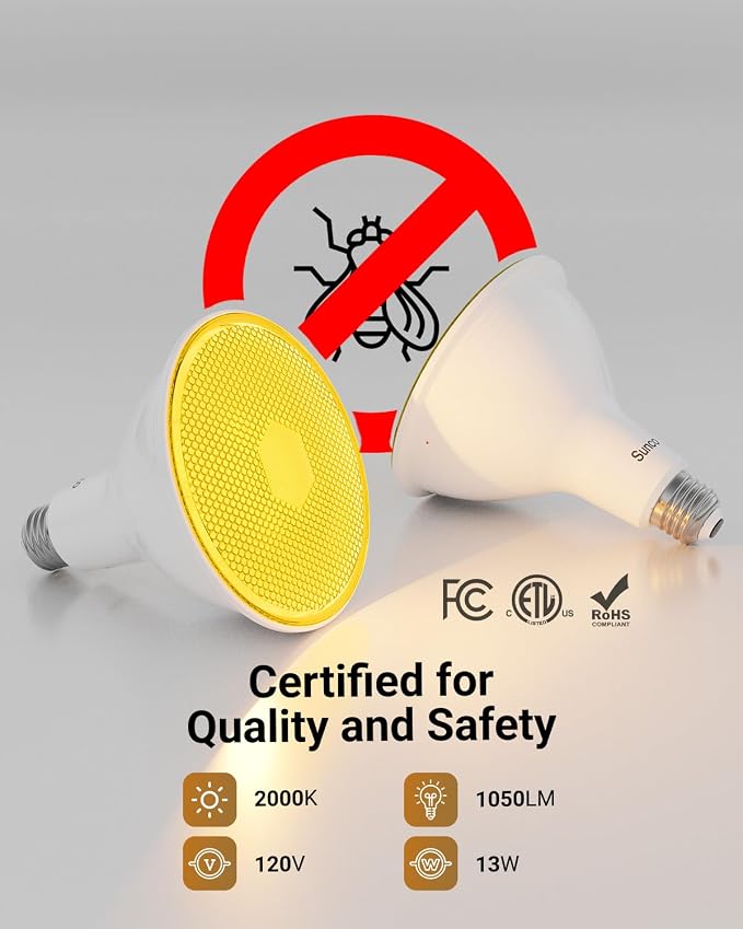 Sunco LED Yellow Bug Light Bulbs Outdoor PAR38 Bug Repellent Light - Image 7