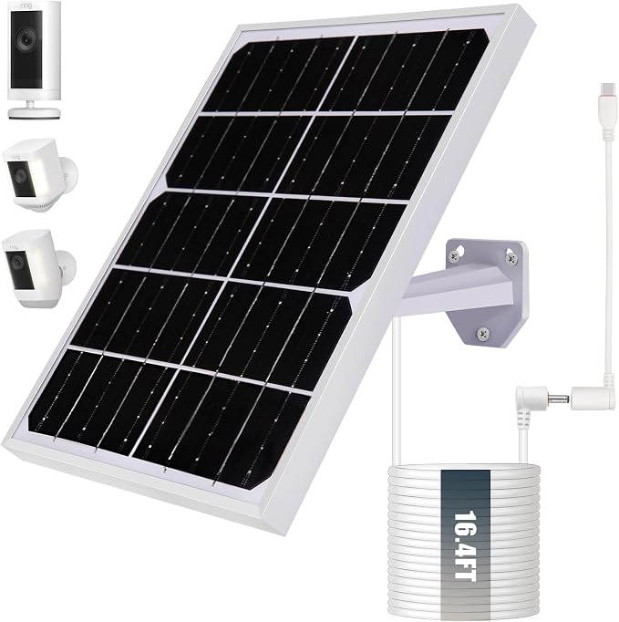 Solar Panel for Security Camera 2 in 1 Port 10W Ring Camera Solar Charger by Unknown