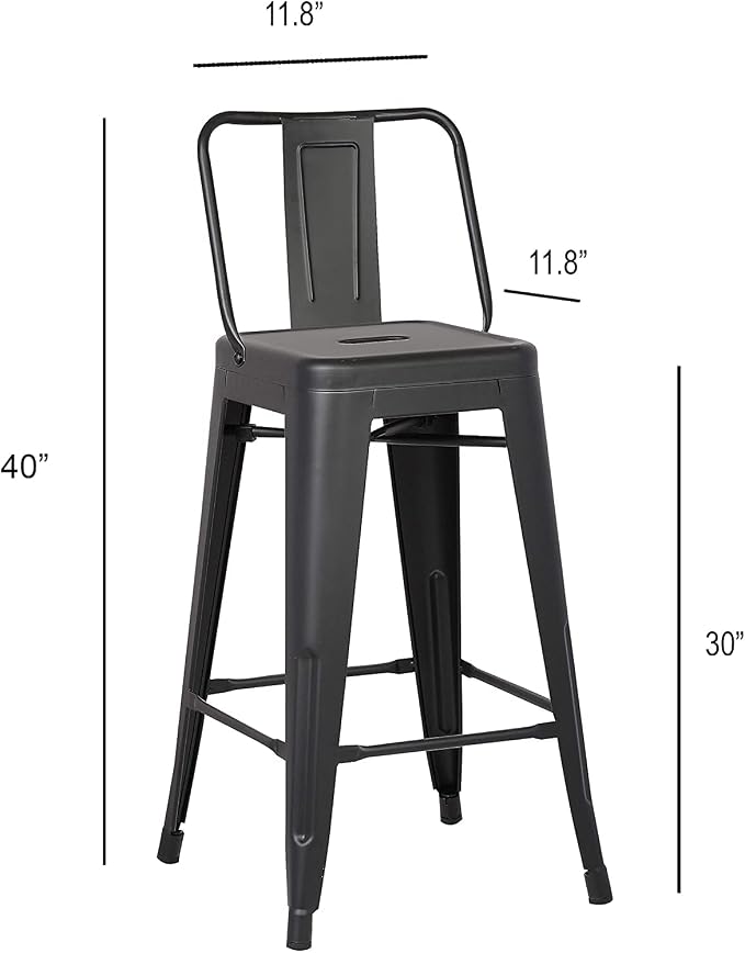 AC Pacific 30” Metal Barstool Set of 2 – Country Rustic Style - Image 3