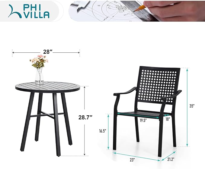 PHI VILLA 3 Pieces Outdoor Bistro Set - Image 9
