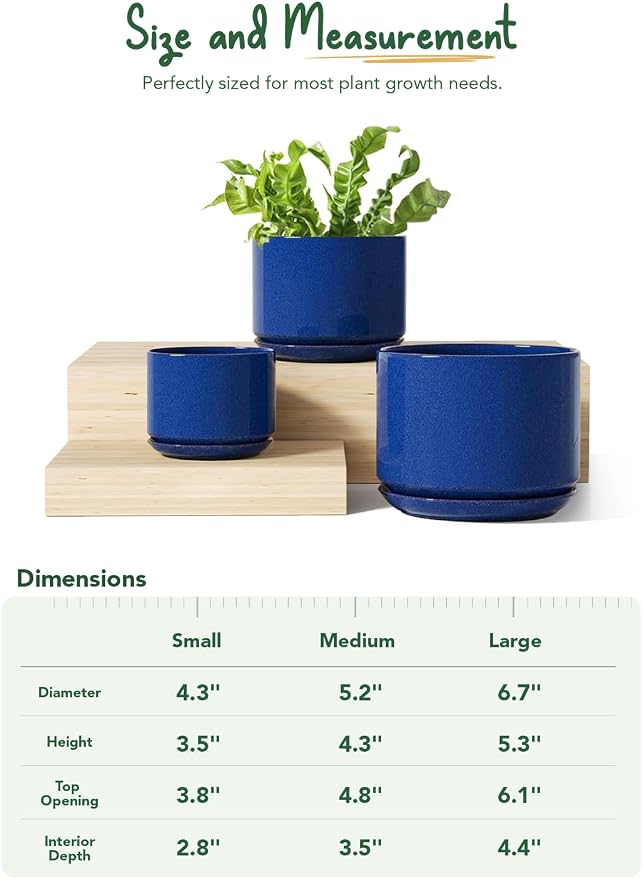 LE TAUCI Ceramic Plant Pots, 4.3+5.3+6.8 inch, Planters - Image 6