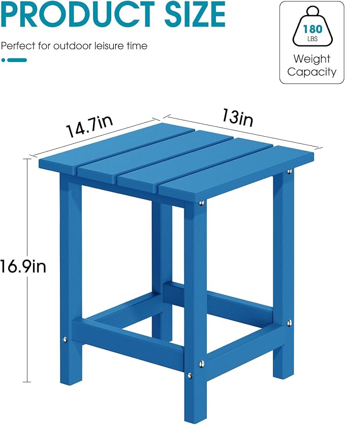 MUCHENGHY Adirondack Outdoor Side Table, 14.7" Patio Side Table Weather - Image 3