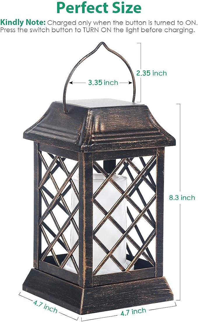 TomCare Solar Lights Outdoor Flickering Flame Metal Solar Lantern Outdoor - Image 4