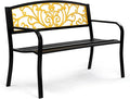 VINGLI Outdoor Bench for Patio Metal Garden Bench w/PVC Back Pattern by VINGLI