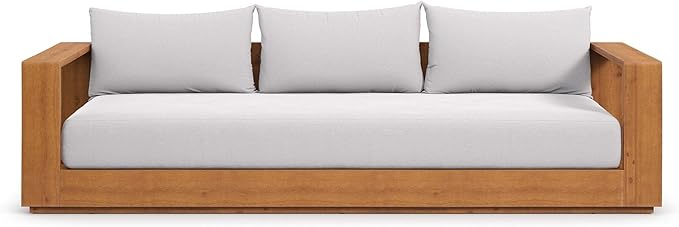 Modway Tahoe Acacia Wood Outdoor Patio Sofa in Natural Light Gray - Image 6
