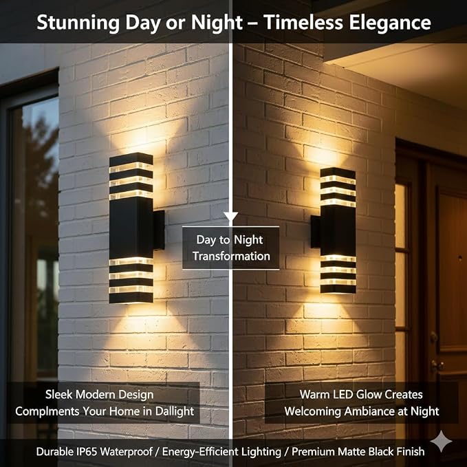 12Pack 15inch LED Square Up & Down Wall Lights, 14W Outdoor Wall Light 4000K - Image 9
