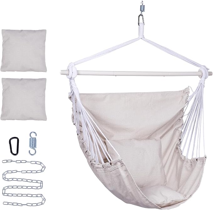 Backyard Expressions Hammock Chair Hanging Rope Swing Chair, 2 Pillows by BackyardExpressions