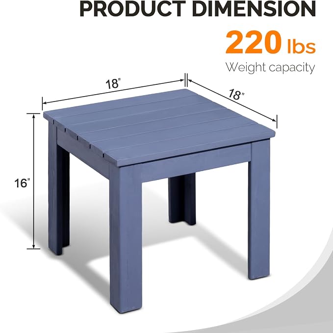VINGLI Outdoor Wooden Side Table, Square Patio Side Table, Small Outdoor Table - Image 3