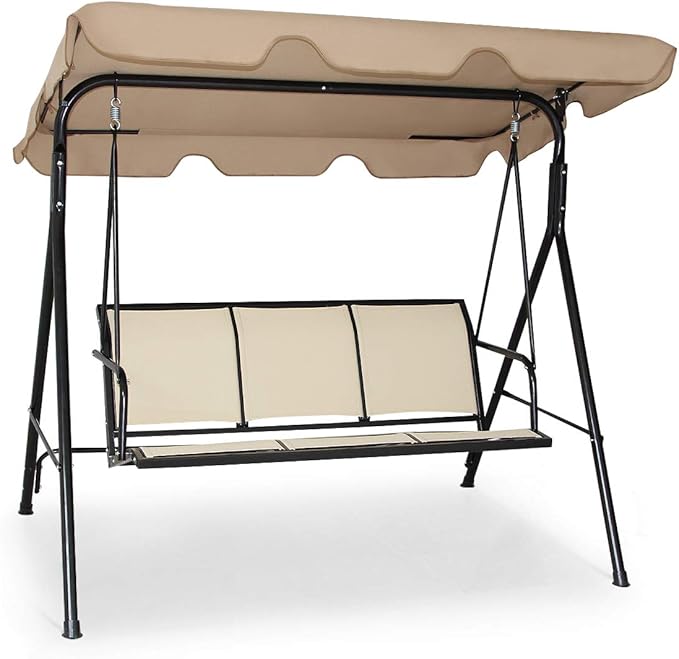 Tangkula 3 Person Patio Swing, Steel Frame by TANGKULA