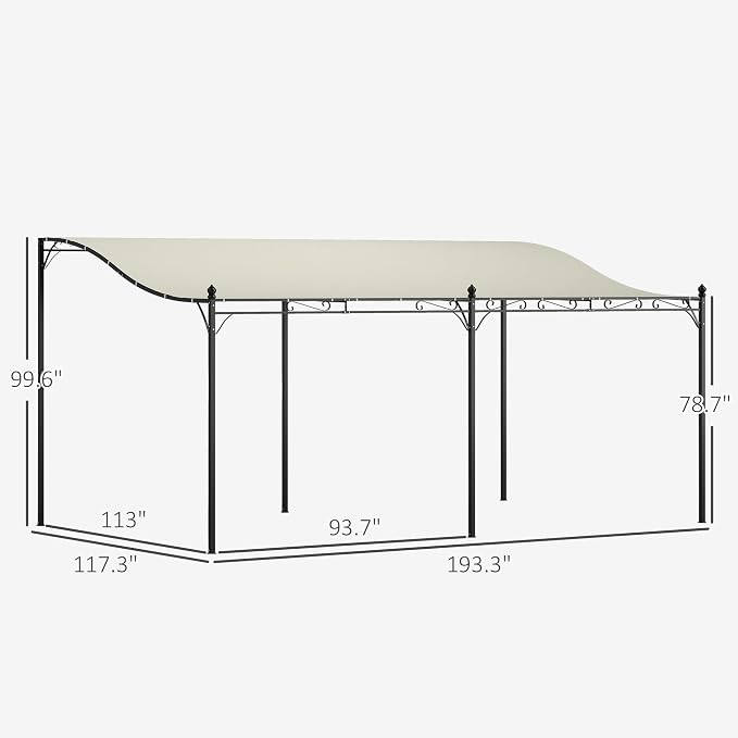 Outsunny 10' x 16' Outdoor Pergola Canopy, Wall-Mounted Metal Patio Canopy - Image 7