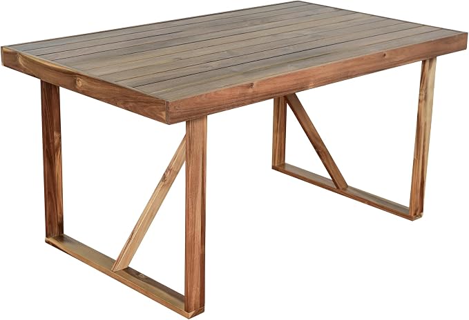Outdoor Dining Set for 6, Acacia Wood Patio Dining Table Set - Image 6