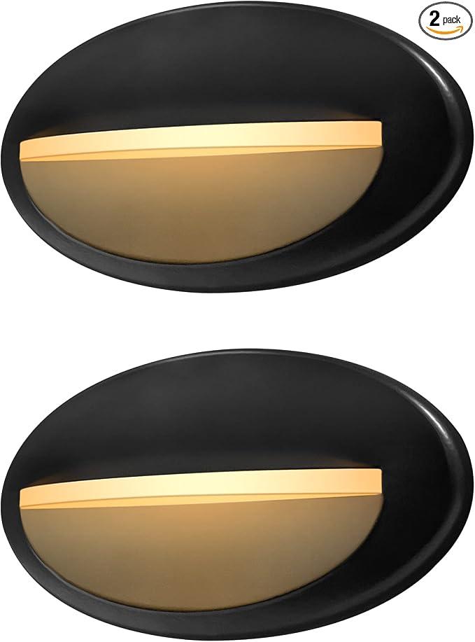GKOLED 2-Pack Low Voltage LED Oval Riser Step Light, Landscape Stair Lights by GKOLED