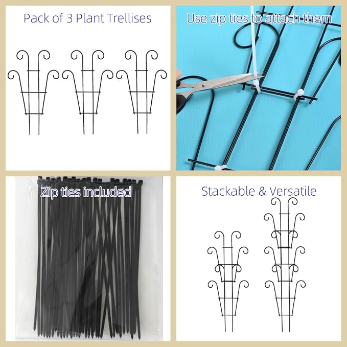 Garden Plant Trellis for Indoor Plants, Stackable Metal Trellis Supports for - Image 6