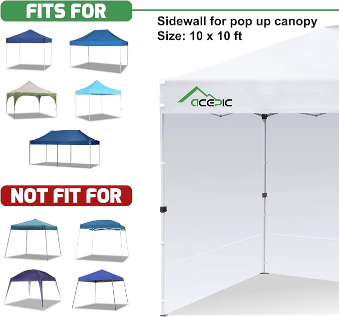 Sidewalls for 10x10 Pop Up Canopy, 210D Polyester Waterproof Canopy Sidewalls - Image 3
