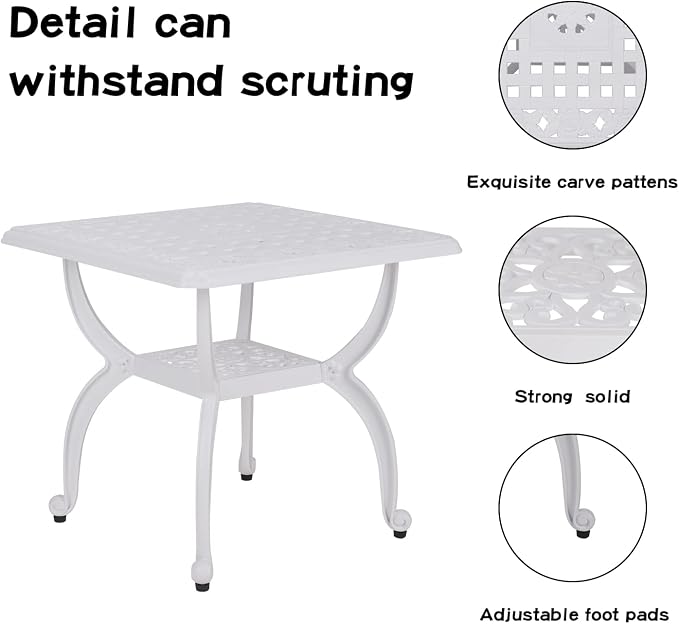 JARDIN DE CENTENNIAL Cast Aluminum Outdoor Side Table, Anti-Rust Outdoor End - Image 5