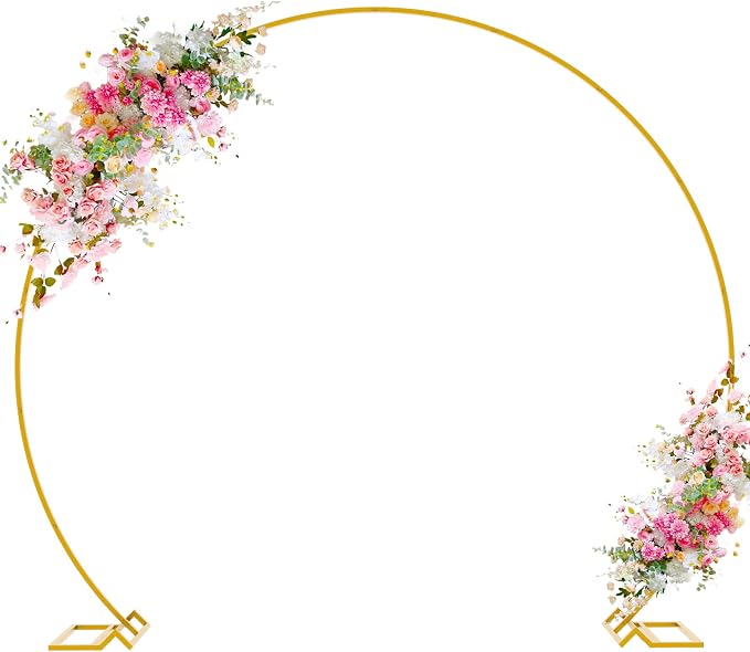 Wokceer Round Backdrop Stand 8FT Gold Wedding Arch Metal Circle Balloon Arch by Wokceer
