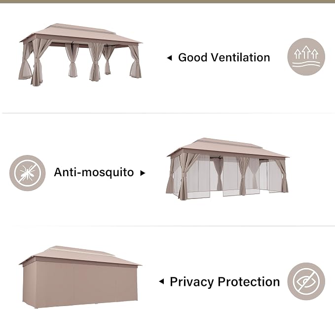 LAUSAINT HOME Semi-Permanent Outdoor Patio Gazebo 10'x20', Heavy Duty Party - Image 9