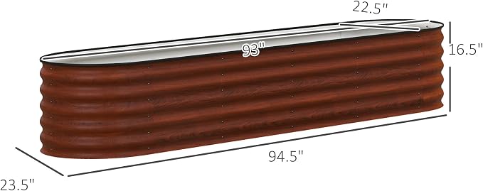 Outsunny 8' x 2' x 1.4' Galvanized Raised Garden Bed Kit, Outdoor Metal - Image 7