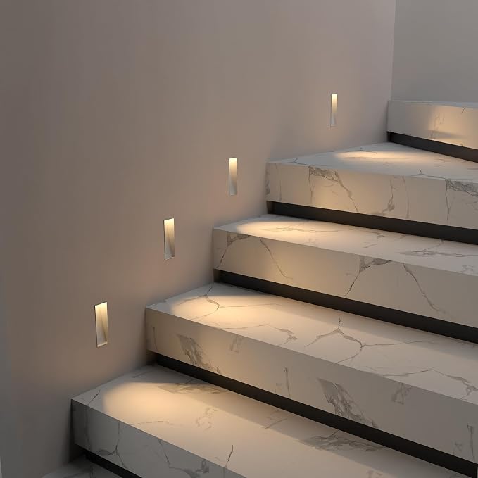 4 Pack Trimless Recessed Step Lights, 2W 3000K Warm White Wall Light, Indoor - Image 5
