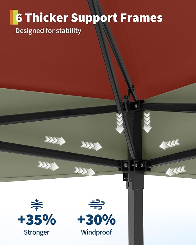 Canopy Tent 13x13 ft, Pop Up Gazebo One-Push Setup - Image 6