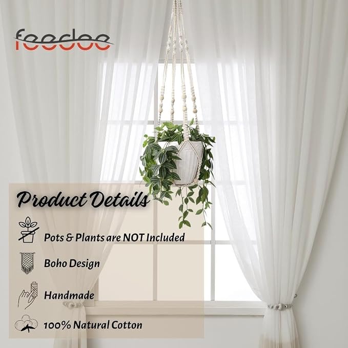3 Pack Macrame Plant Hanger, Hanging Planters - Image 4