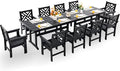 HDPE Dining Table Set for 10, 12-Piece Outdoor Table and Chairs Include 10 by Unknown