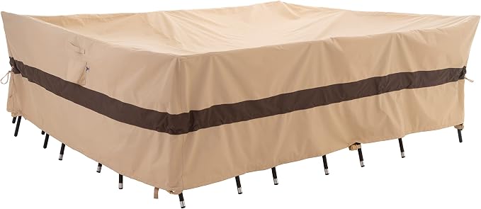 WJ-X3 Large Beige & Coffee Patio Furniture Cover, 108W x 84D x 31H Inches by WJ-X3