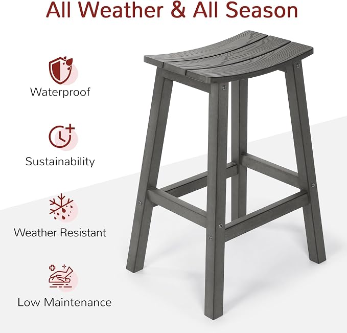 Stoog Bar Stools Set of 4, All-Weather Outdoor Barstools, 400 lbs Weight Support - Image 4