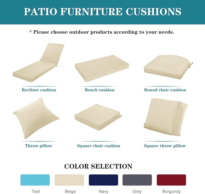 Chaise Lounge Cushion Outdoor, Waterproof and Stain-Resistant Lounge Deck - Image 9