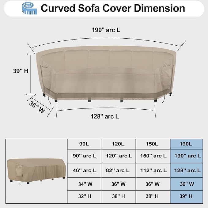 OutdoorLines Waterproof Curved Outdoor Sectional Cover - Image 2