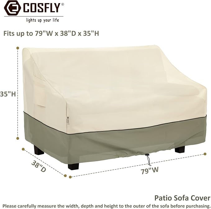 COSFLY Patio Furniture Covers Waterproof, Outdoor 3-Seater Sofa Cover Heavy - Image 2