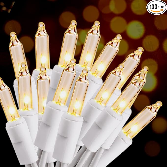 HISHINY Christmas Lights 100 Count Mini Clear Lights 32ft White Wire Christmas by HISHINY