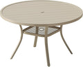 VICLLAX 47.2" Round Patio Table, Outdoor Dining Table by HOME