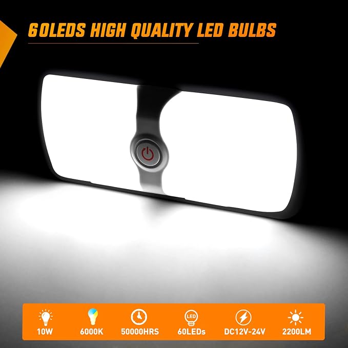 Nilight 2pcs RV Interior Lights 12V-24V LED Ceiling Light Fixture - Image 5
