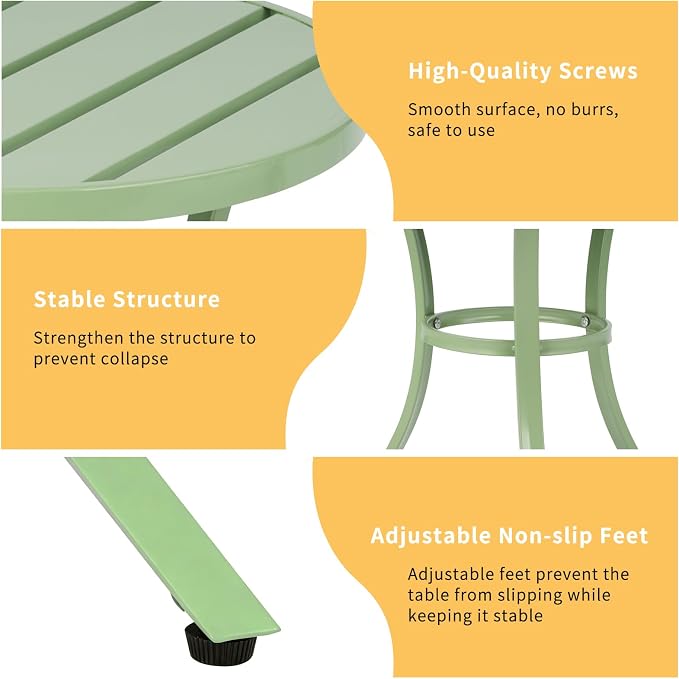 VINGLI Outdoor Side Table, Small Metal Patio End Table, Outdoor Round Table - Image 4