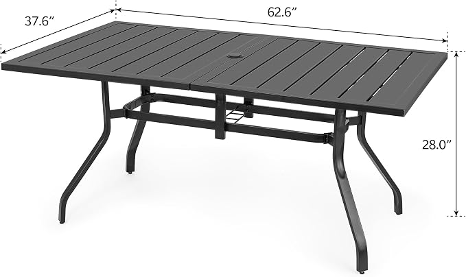 Sour Citrus Rectangular Outdoor Metal Patio Dining Table - Image 3
