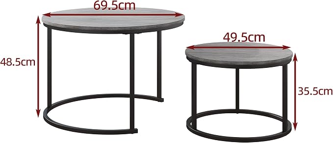 HOJINLINERO Round Coffee Table, Nesting Coffee Table Set of 2, Center Tables - Image 2