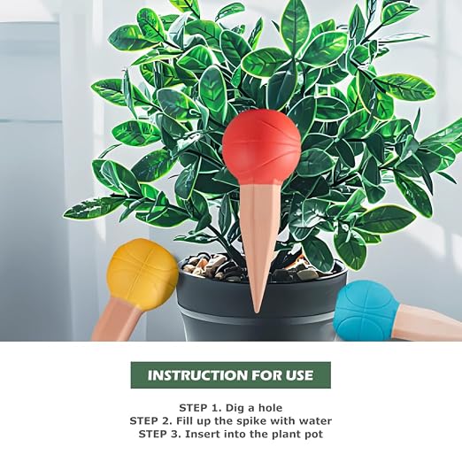 4 Pack Terracotta Watering Spikes, Vacation Self-Watering Planters Devices - Image 3