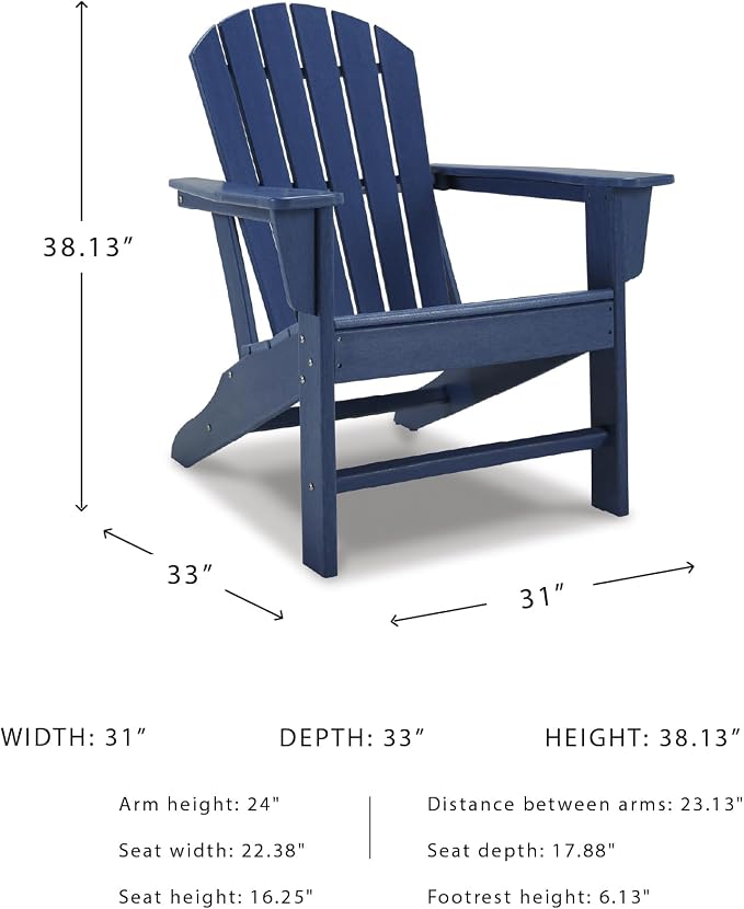 Signature Design by Ashley Outdoor Sundown Treasure HDPE Patio Adirondack Chair - Image 3