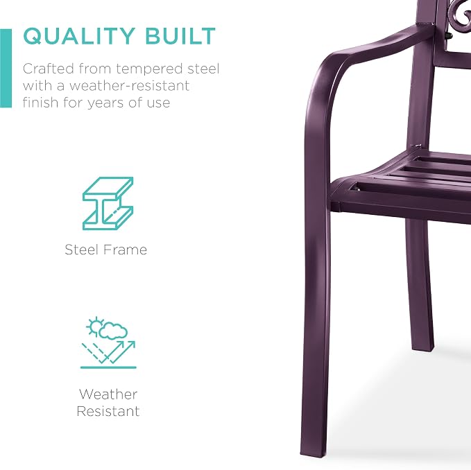 Best Choice Products Outdoor Bench Steel Garden Patio Porch Furniture - Image 4