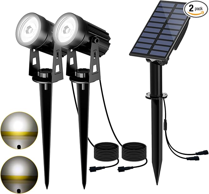T-SUN Solar Spotlights Outdoor Waterproof, 2-in-1 Solar Landscape Spotlights by T-SUN