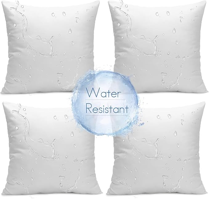 Ashler 16 x 16 Outdoor Pillow Inserts Set of 4 Water Resistant Throw Pillow by AshlerHomeDeco