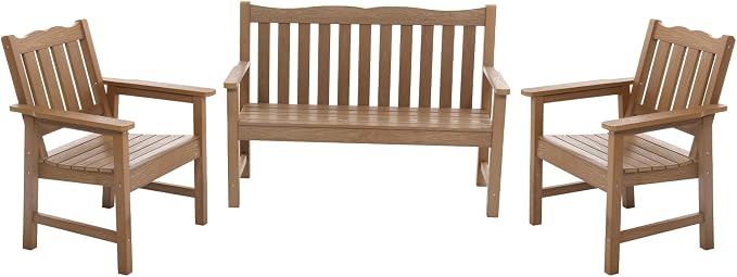 Stoog All-Weather Garden Bench & Chairs Set, 3-Piece Patio Furniture Set by Stoog