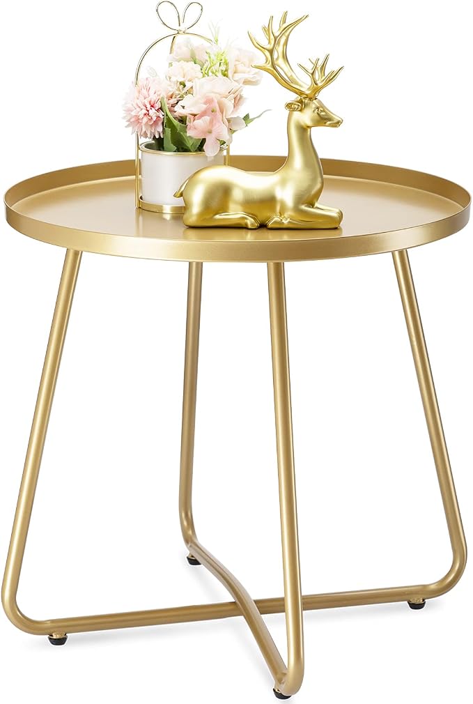 danpinera Outdoor Side Tables, Weather Resistant Steel Patio Side Table by danpinera