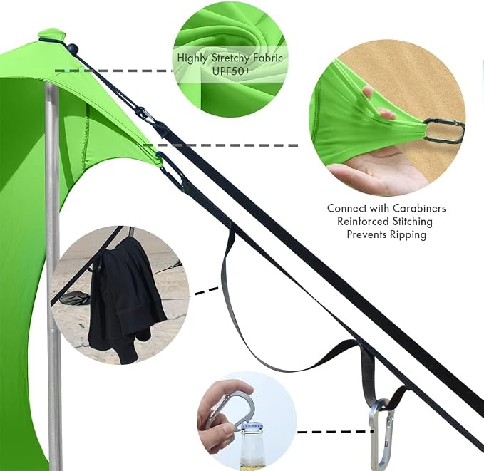 Beach Canopy Windproof Design, Sun Shelter UPF50+ Portable Family Tent - Image 2