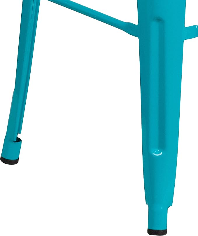 Flash Furniture Kai Commercial Grade 4 Pack 30" High Backless Crystal Teal-Blue - Image 9