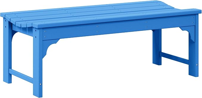 WO Home Furniture Outdoor 46" Backless HDPE Adirondack Bench, Poly Lumber Seat by WOHomeFurniture